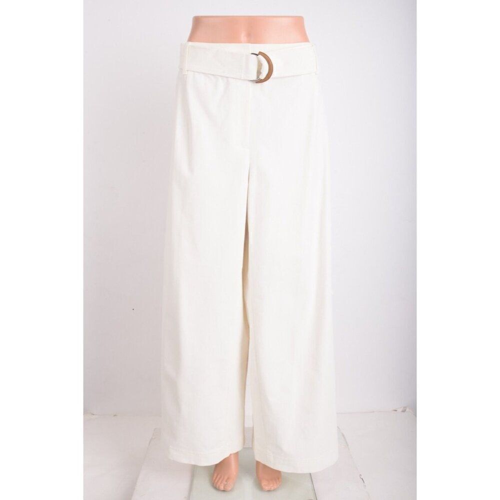 Lafayette 148 Womens Cargo Wide Leg Pants Ankle Sea Salt White US 18 18W NWT
